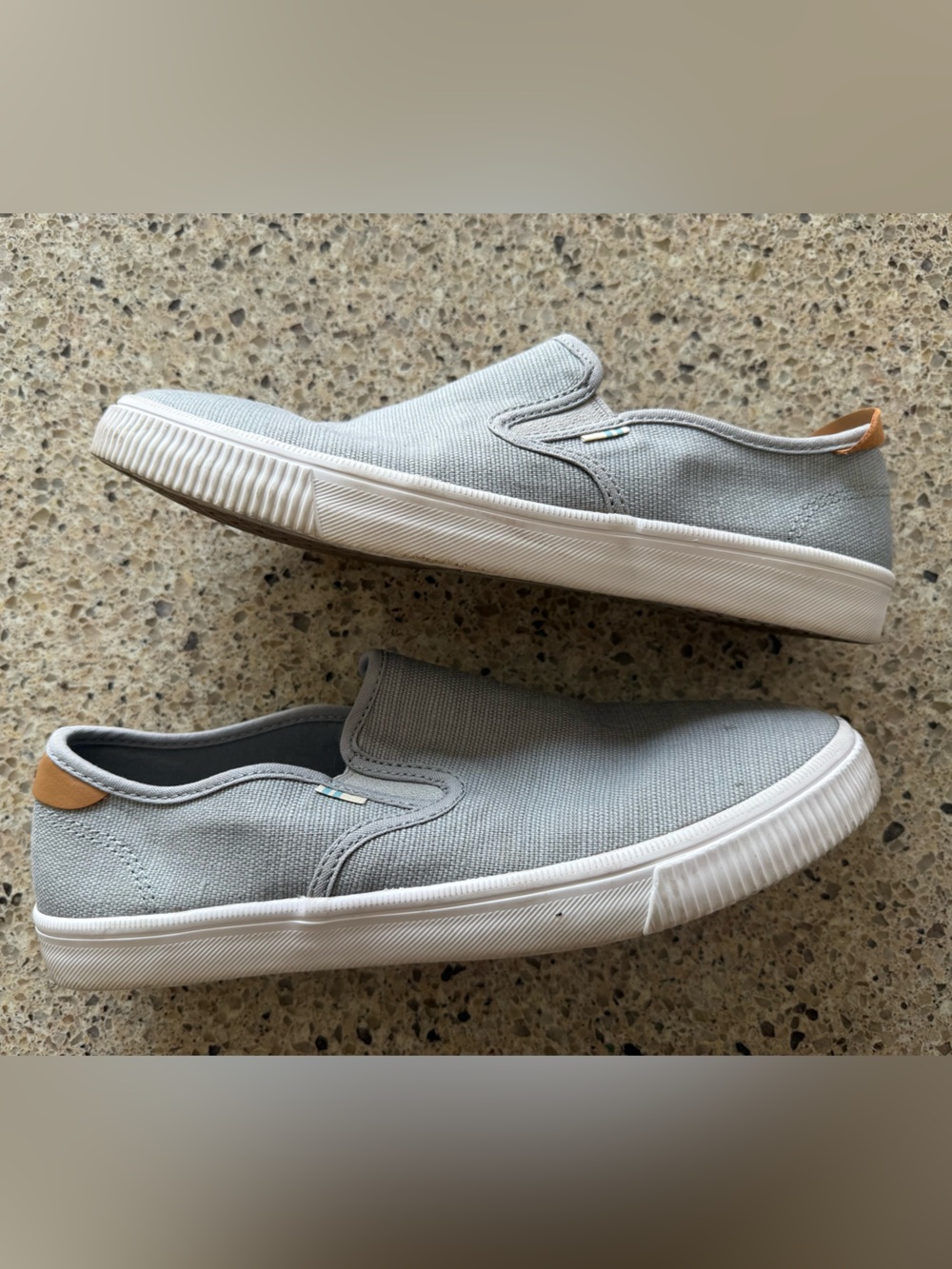 Toms Men’s Slip-On Canvas Loafers - Light Gray with Tan Accent